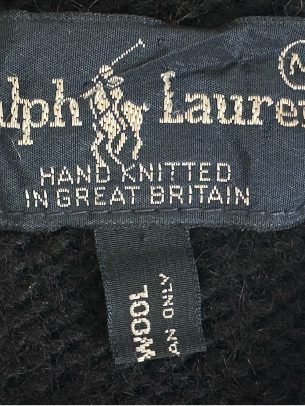 VERY RARE Vintage Ralph Lauren RL83 Hand Knit Skier Winter Wool Sweater Black - Picture 5 of 16